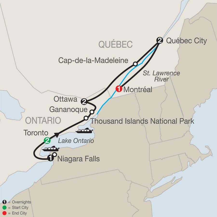 Kart av Quebec, canada med byer