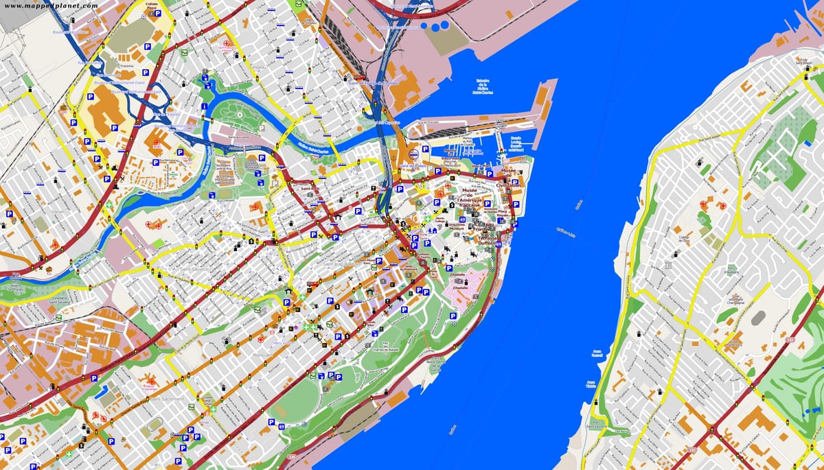 Kart av Quebec City og omegn