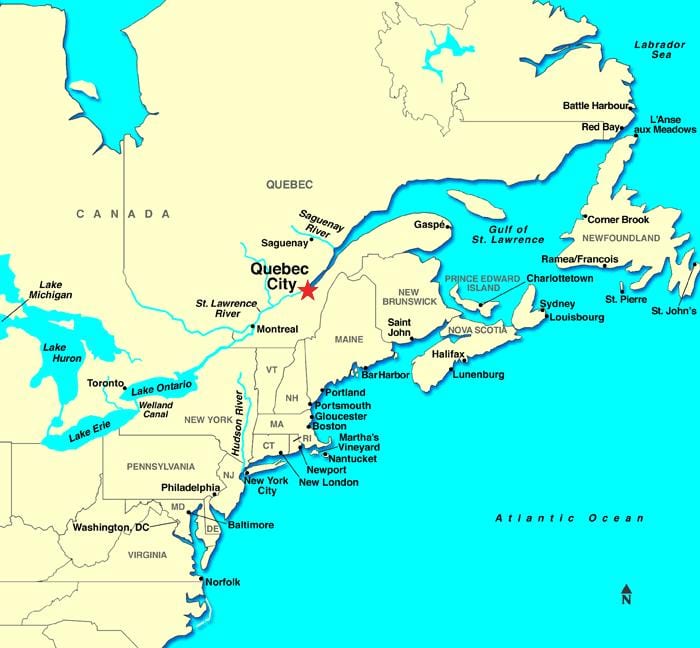 Quebec City kart over canada
