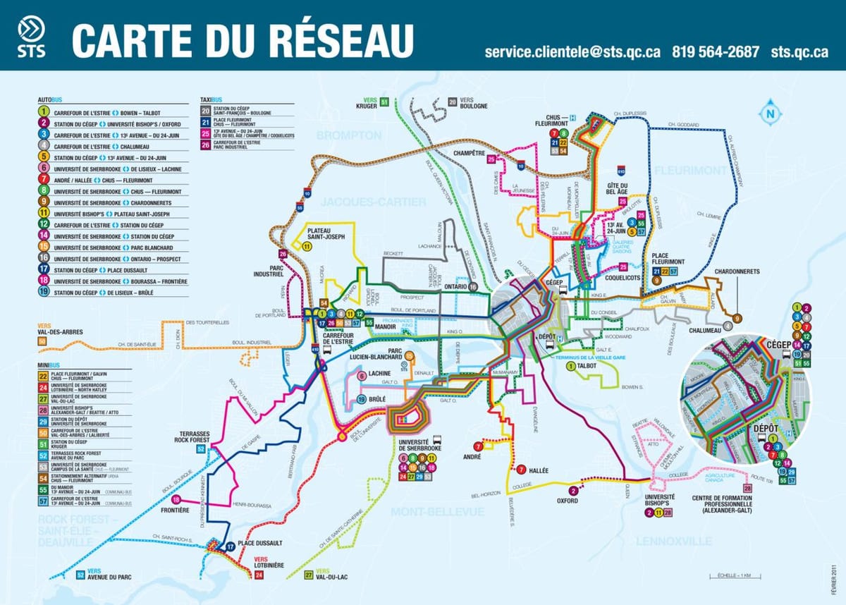 Quebec City bussruter kart