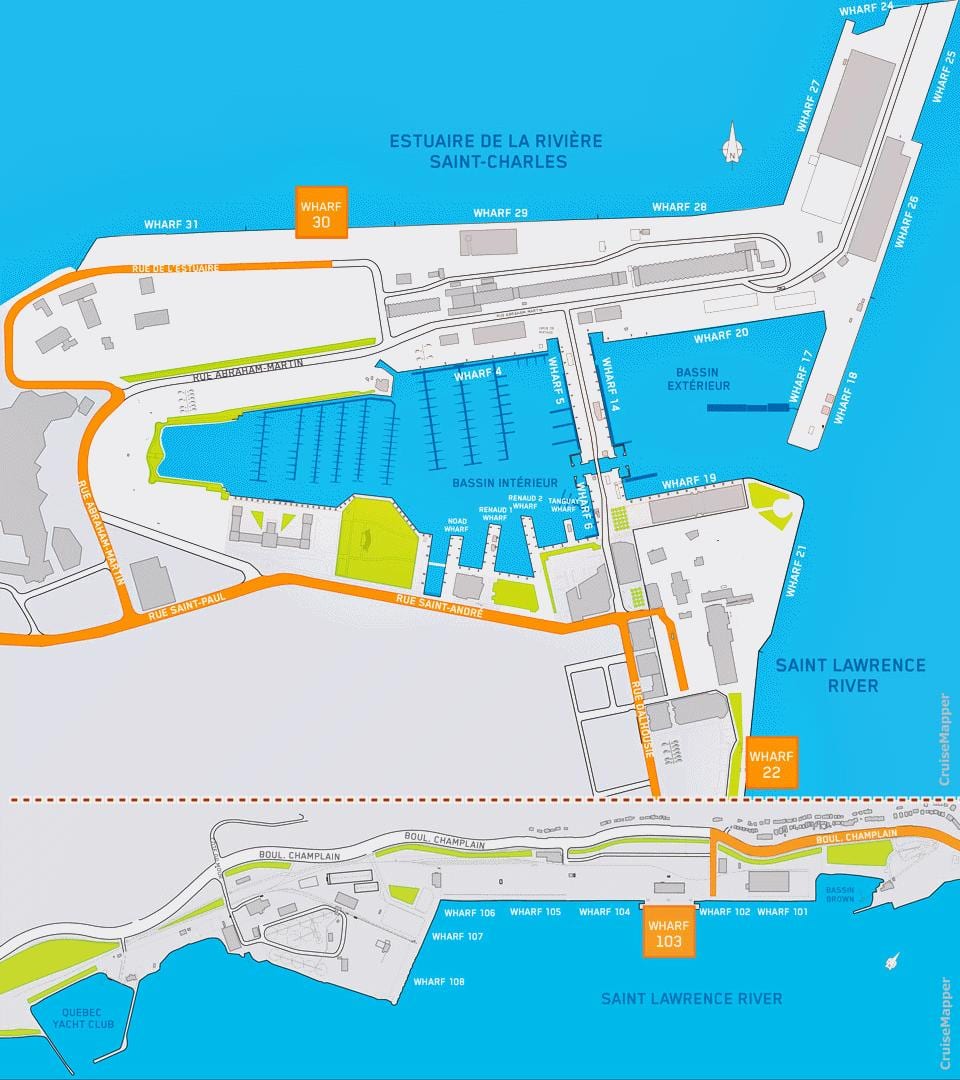 Kart av Quebec City cruise port