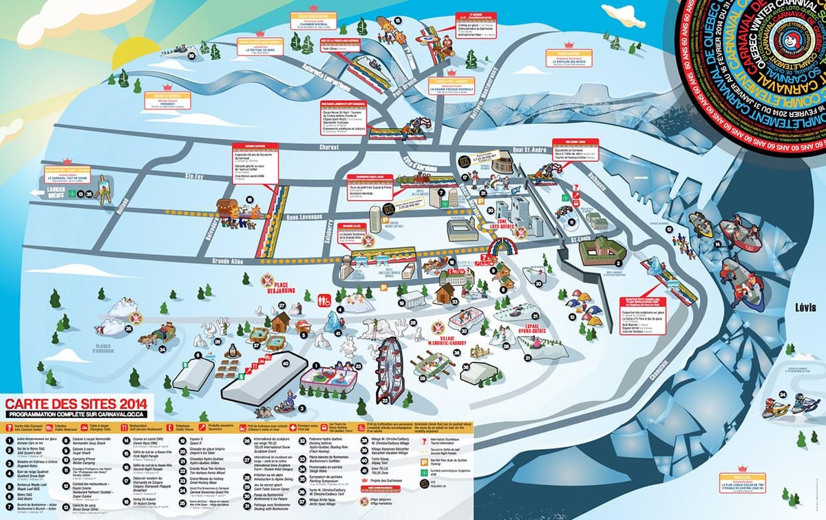 Kart av Quebec winter carnival